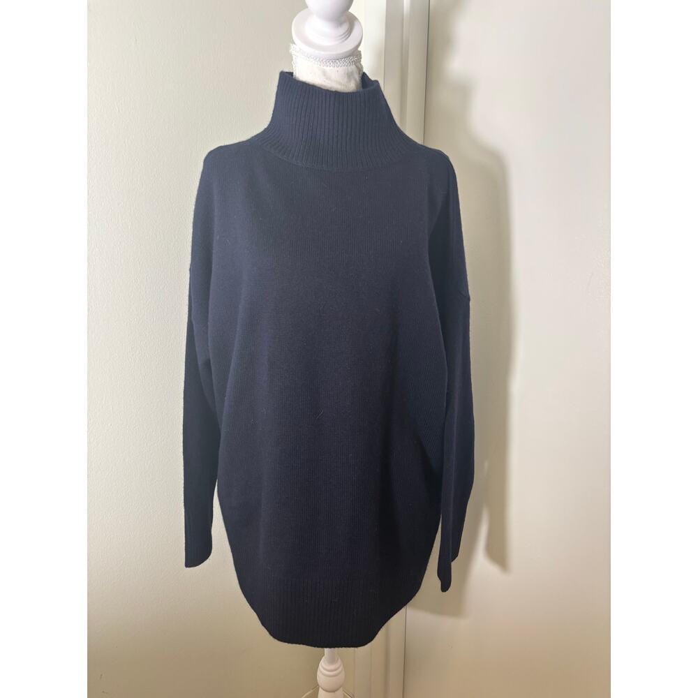 NWT Vince Navy Cashmere/Wool Blend Turtleneck Sweater Sz L